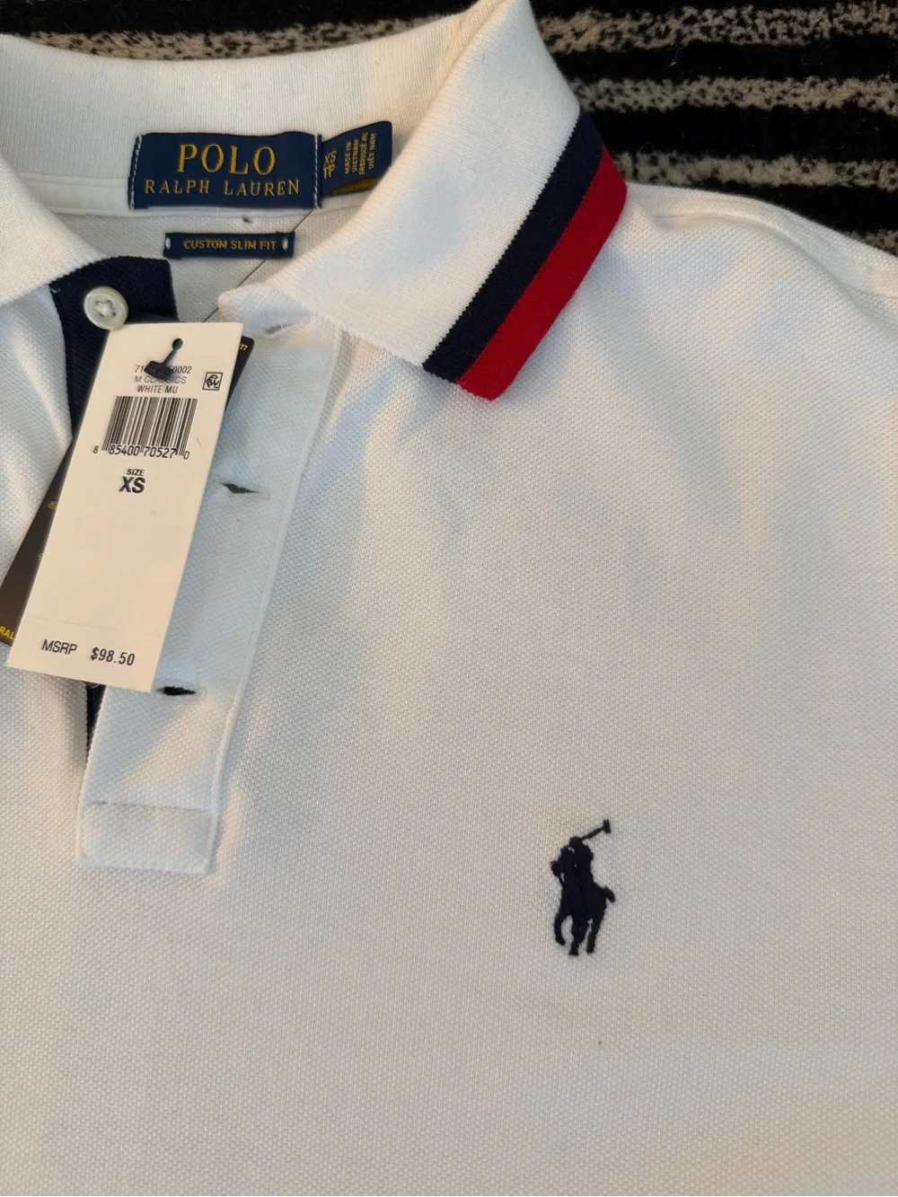 Ralph Lauren White Polo with Navy & Red Trim